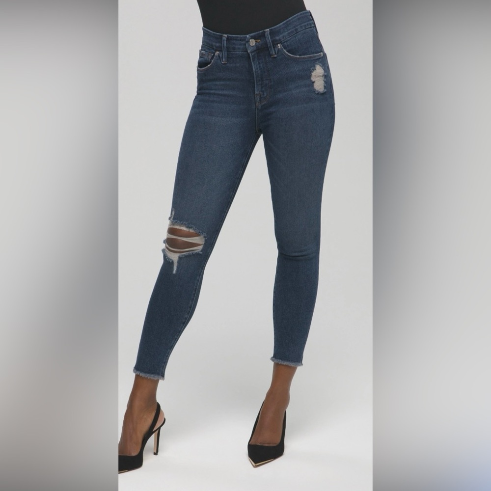 Good American 2/26 Good legs crop fray hem jeans